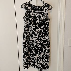 Knee length black and white dress